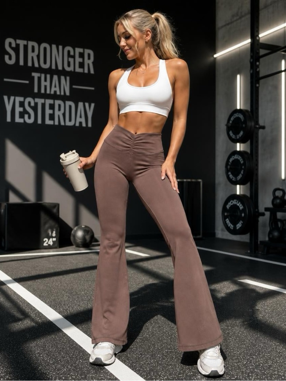 Yogalicious Lux Ballerina Flare Leggings, Brown